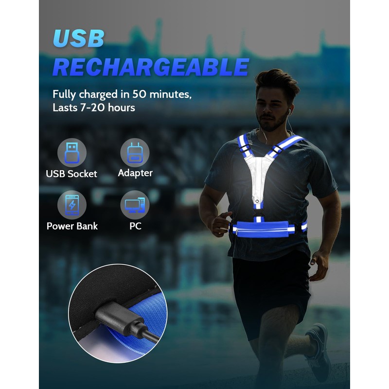Fitense LED Reflective Running Vest with Phone Holder, 5 Colors