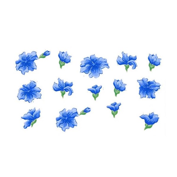 Unbranded Tatouage Blue Blossoms 2-sheets Dry rub Transfer