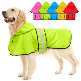 Dolitego Hooded Dog Raincoat - Reflective Dog Rain Jacket Lightweight Waterproof Rain Coat for Small Medium Large Dogs (X-Large, Green)