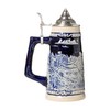 Artisan Owl Munchen Blue Shield Stoneware Beer Stein with Metal