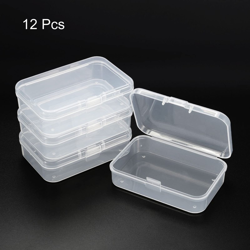 PATIKIL Clear Storage Container with Hinged Lid 65x45x20mm, 12 Pack