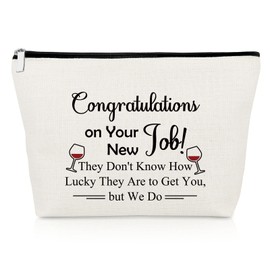 New Job Congratulations Gift Makeup Bag Congratulations New Job Gifts for Friend Coworker Leaving Gifts Farewell Gifts Goodbye Gift Leaving Gifts for Colleagues New Job Travel Cosmetic Pouch
