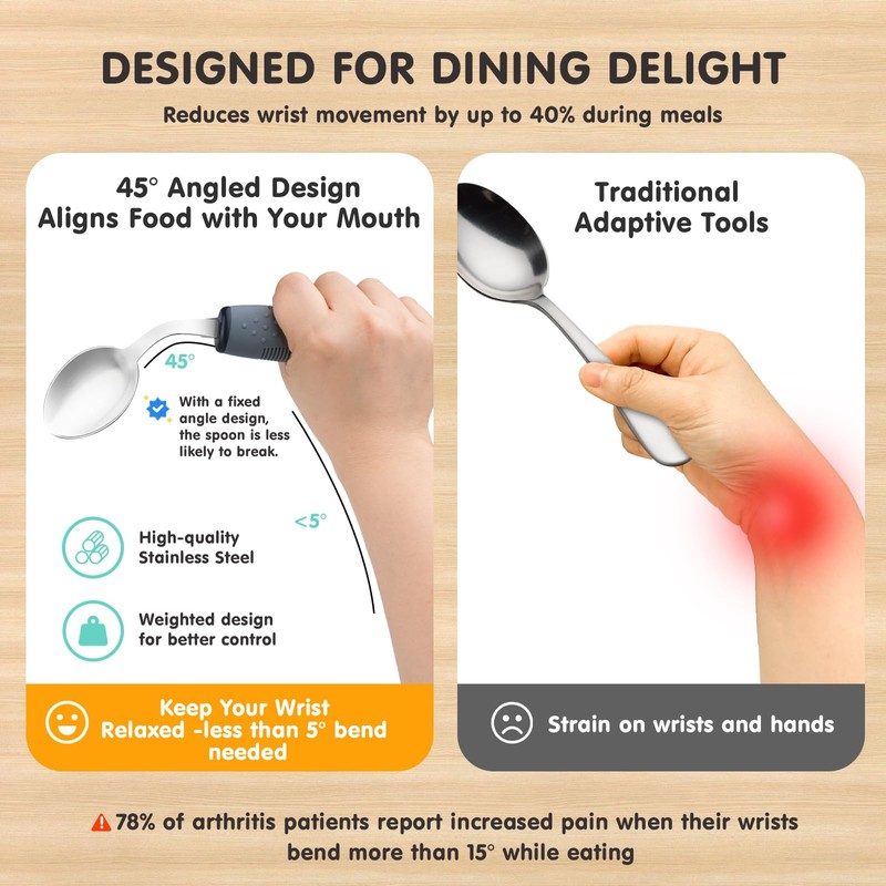 AuntyFey Weighted Adaptive Utensils, 4Pcs Weighted Utensils for Hand Tremors,