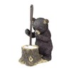 Black Bear Toilet Brush Holder - Resin Cub Covering Nose,