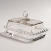 Glass Butter Dish with Lid for Countertop, Clear Crystal Glass