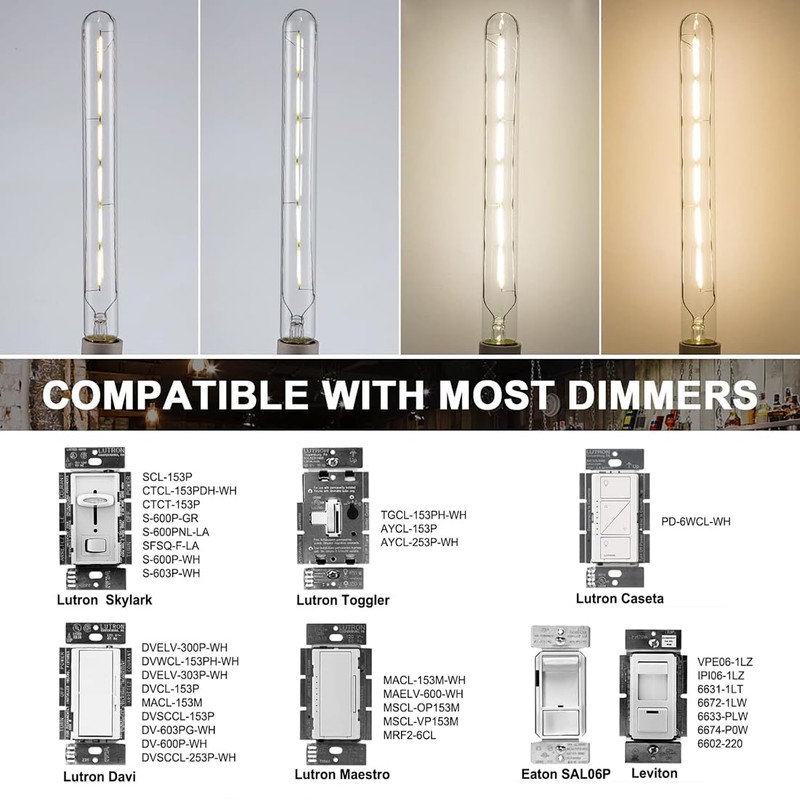 YFXRLIGHT Dimmable T10 led Long Bulb 6W Equal 60 watt