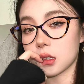 SHUNXI Nearsighted Distance Myopia Glasses For Women, TR90 Cat Eye Blue Light Blocking Fashion Big Frame Distance Glasses (Tortoiseshell, -1.0, Diopters)