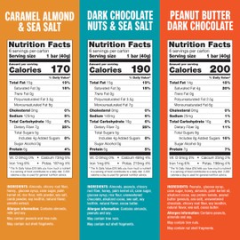 KIND Healthy Snacks Bars Variety Pack, Gluten Free, Low Sugar, High Fiber Snacks, Dark Chocolate Nuts & Sea Salt, Peanut Butter Dark Chocolate, Caramel Almond & Sea Salt, 6-7g Protein, 18 Count