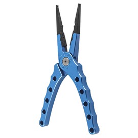 FONGKNOX Portable Premium Grade Fishing Pliers Aluminium Alloy Hook Remover Fishing Tool Ring Spliting Line Cutting Multi-Functional Lightweight with Retractable Spring Cord & Bag Easy Carry Blue