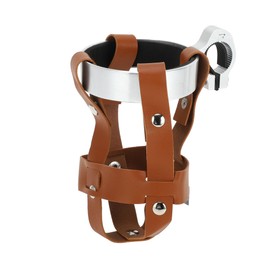 RATCHROLL 1 Pc Universal Motorcycle Bike Drink Holder Motorbike Bicycle Water Bottle Cup Holder Screw Brown Silver Tone PU Aluminum Alloy
