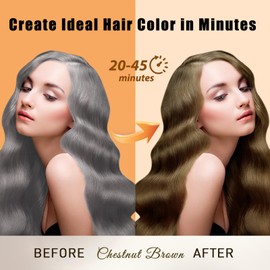 Hair Dye Shampoo 3 in 1, Long-Lasting Hair Color Shampoo with Herbal Ingredients, Instant Magic Hair Dye, Easy Application Shampoo Para Canas for Women Men 16.9 Fl Oz (Chestnut Brown)