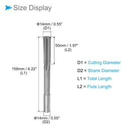 CoCud Clamping Reamer 14 mm Cut Diameter H7 High-Speed Steel Straight Flute Milling Tool - (Applications: for Lathe Drilling Machine) Pack of 1