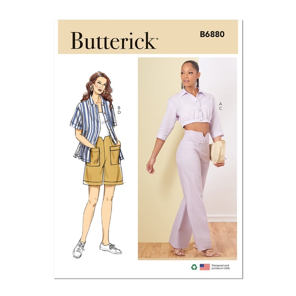 Butterick Misses' Button Front Shirt, Wide Leg Pants and Shorts