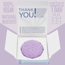 Luxiny Hair Shampoo and Conditioner Set - Sulfate Free Lavender Bars, Made in USA (1 Shampoo Bar 60g, 1 Deep Conditioner Bar 50g)