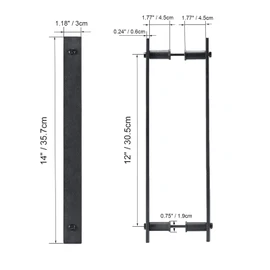 Toprema 14" Steel Rustic Black Sliding Barn Door Handle Pull Wood Door Two-Sided Flat Bar-to-Bar Handles Hardware