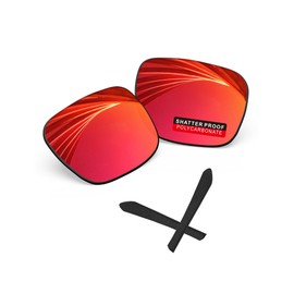 iLikeo PRO+ Polycarbonate Polarized Replacement Lenses & Ear Socks for Oakley Jupiter Squared OO9135 Sunglasses - Fire Red