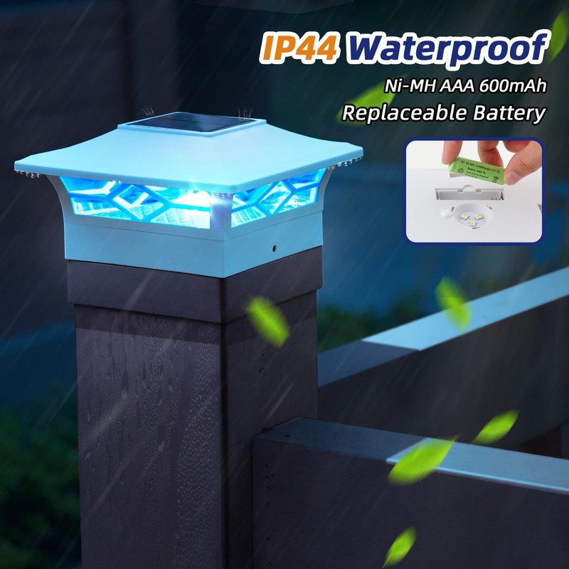 APONUO 4x4 Post Solar Lights,Post Cap Lights Solar Powered with