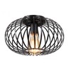 riomasee Industrial Semi-Flush Mount Ceiling Light,Black Metal Cage Ceiling Light