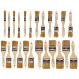 Pro Grade - Chip Brush – Paint Brush Set – 24 Pack - Natural China Bristle Paintbrush Set for Art, Craft, Epoxy, Varnish, Resin, Stain, Glue, Gesso, Primer, Acrylic and Oil Paint