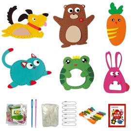 Felt Sewing Kit for Children, DIY Sewing Kit Children's Animal Shapes for Children, Educational Beginners, for Cuddly Toys, DIY Craftsman Set for Children, for Children and Beginners, Animals Sewing