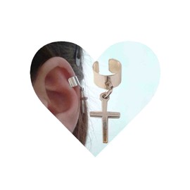 Yheakne Cross Dangle Ear Cuff Earrings Gold Dangle Ear Cuff with Cross Clip on Earrings Vintage Clip Cuff Earrings Non Pierced Cartilage Cuff Earrings for Women and Girls (Gold)