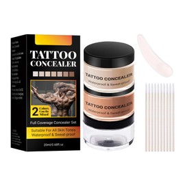 Tattoo Cover Up Makeup Tattoo Concealer – Waterproof Full Coverage Body Makeup for Scars, Blemishes & Tattoos, Natural Long-Lasting Formula with 2 Blendable Shades