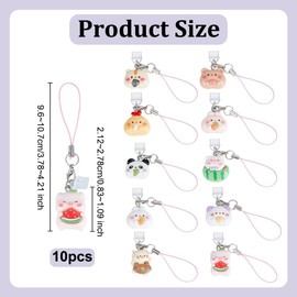OLYCRAFT 10Pcs Dust Plug Charms 96~107mm/3.8-4.2 Inch Mobile Dustproof Plugs with Cute Pet Pendants Type C Anti Dust Plug Animal Charm Type C Port Protector Phone Pendants Accessory for Most Type-C Mobile Phone