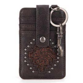 Montana West Western Card Holder Wallet for Women Tooling Card Case Wallet with Keychain