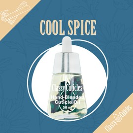 Classy Cuticles Classy Cuticles | Hand Blended Cuticle Oil | Vegan, Cruelty-Free, & Hydrating | Vitamin E, Jojoba, and Argan Oil | 50 mL Desk Bottle | Cool Spice Scent | Pack of 1