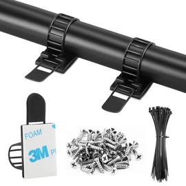 100 piezas de clips adhesivos para gestión de cables con 50 piezas de bridas de cierre, correa de...