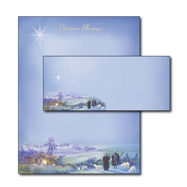 "Wondrous Light" Religious Christmas Paper with Envelopes - 40 Sets
