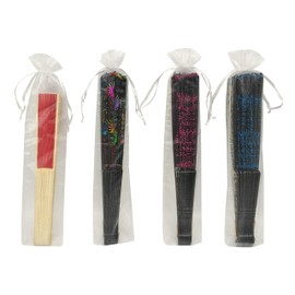 Ankirol 100pcs Sheer Organza Fan Bags 2.4X10.6 INCH Folding Fan Organza Gift Bag Gift Pouch with Drawstring Silk Pouches for Hand Fans (White)