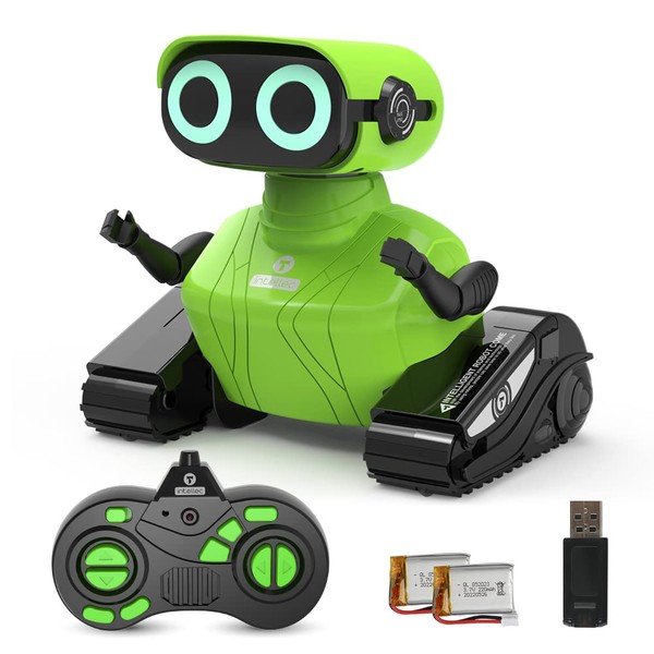 HONGCA Remote Control Robot for Kids, Rechargeable Programmable Robotics with Music Touch Sensor LED Eye Recording Educational Toy Safe Christmas Birthday Gift - Green