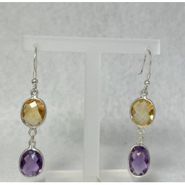 Amethyst Natural Amethyst and Citrine Dangle Earrings 925 silver