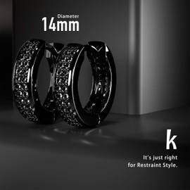 KETRYEP Black Hoop Earrings Cubic Zirconia Earrings for Men Iced Out Black Diamond Earrings Huggie Earrings for Women Jewelry Gift (Black(Small))