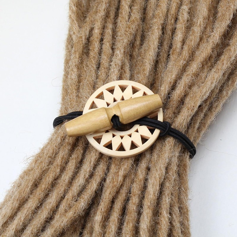 Kraler 3 Pcs Elastic Hair Ties with Wooden Toggle for