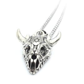 Satan Goat Necklace for Men, Six-Pointed Star Ram Sheep Goat Head Horn Pendant Necklace with 25.6” Chain, Aries Zodiac Constellation Amulet Necklace, Punk Animal Jewelry for Men