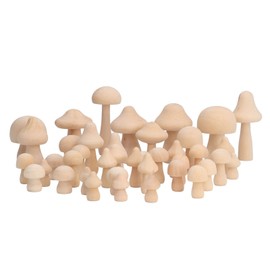Dekaim 40pcs Unfinished Wooden Mushroom, Unpainted Natural Wood Mushroom Decoration for DIY Decoration