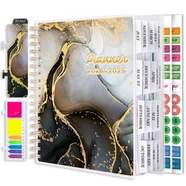 Planner 2024-2025 7.9" x 9.8", Large 18 Months Academic Daily Weekly Monthly Planner Yearly Agenda July. 2024–Dec. 2025, Page Tabs, Separator Page, Pocket Folder, Bookmark, Stickers, Sticky Note Set