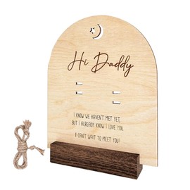 Pregnancy Announcement Wood Sign - Hi Dad Woode Announcement Board For New Baby - Baby Announcement Board With Base & Rope, Pregnancy Announcement For Dad To Be