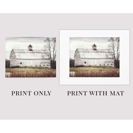 Lisa Russo Fine Art - Rustic Farmhouse Wall Decor Barn Landscape Photograph - Not Framed - Neutral White, Beige, Tan (16x20 Print Only)