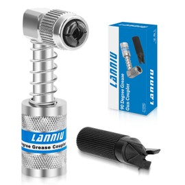 LANNIU 90 Degree Grease Gun Coupler - Upgraded 4-Jaw Quick Release Lock on Grease Coupler Adapter for Tight Spaces, 10,000 PSI High Pressure Heavy Duty Right Angel Grease Gun Tips
