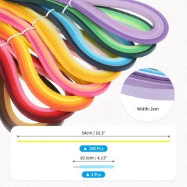 MECCANIXITY Paper Quilling Kit, 21.3 Inch 20mm 36 Colors Paper Quilling Strips with Blue Pen for Beginners DIY Hand Crafts Teaching Tools Flower Decoration(Multi-Colored, Pack of 180)