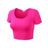 Women Cotton Scoop Neck Crop Tops Short Sleeve Basic Casual