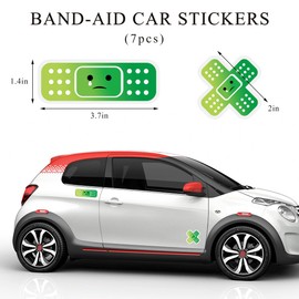 Yourkar Car Bandage Decal, Funny Cute Auto Cartoon Bandage Stickers with 2 Shapes, Waterproof Decorative Band-Aid Sticker Universal for Most Vehicles, Car Accessories for Decor (Green)