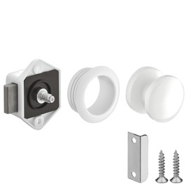 Druck-Schlösser Push Lock Button Lock Door Lock Cabinet Catch 15mm Kein Schlüssel Erforderlich für Caravan Van Yacht Wohnmobil Türschrank Schrank, Weiß
