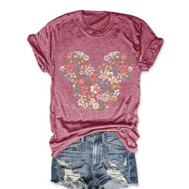 Magical Kingdom Castle Shirts for Women Fairy Graphic Tees Casual Vacation Holiday Tops Short Sleeve Shirts for Women Pink L