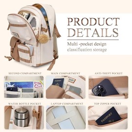 Girls Backpack for School, Cute backpack for girls teens,Bookbag for Middle School College Students,Water Resistant school bag,School bookbag for Girls Teens Women,mochilas escolares para niñas,Beige