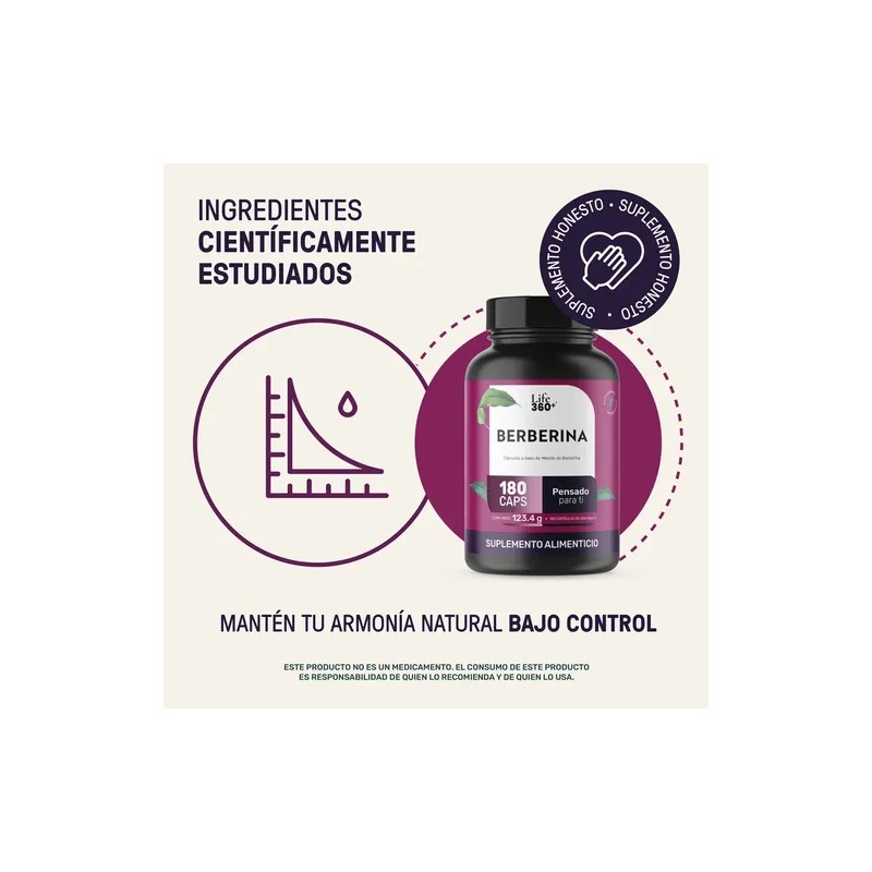 Berberina Life 360 1000 Por Porción 180 Cápsulas Extracto Hcl