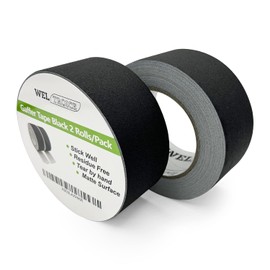 Weltroice Gaffer Tape Black 2 Rolls, Heavy Duty Gaffing Tape, Matte Non-Reflective Pro Gаff Tape, Multipurpose, Hand Tear, Residue Free Cloth Tape for Cable, Stage, Photography 2 Inch x 30 Yards * 2